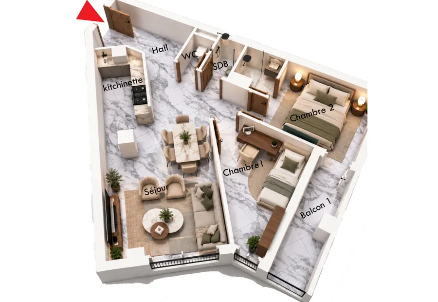 Plan de l’appartement F3 A03, 80,99 m²