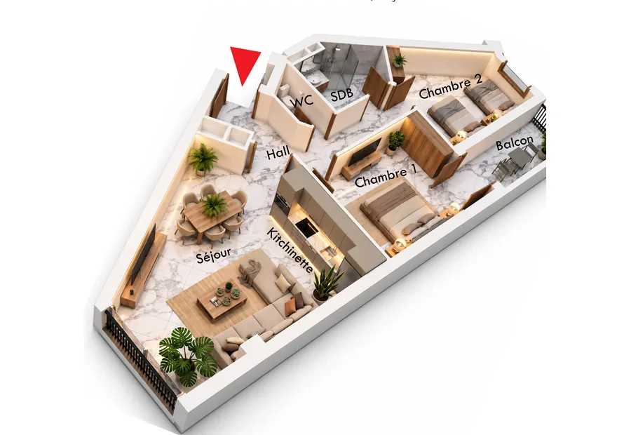 Plan de l’appartement F3 A09, 83,47 m²